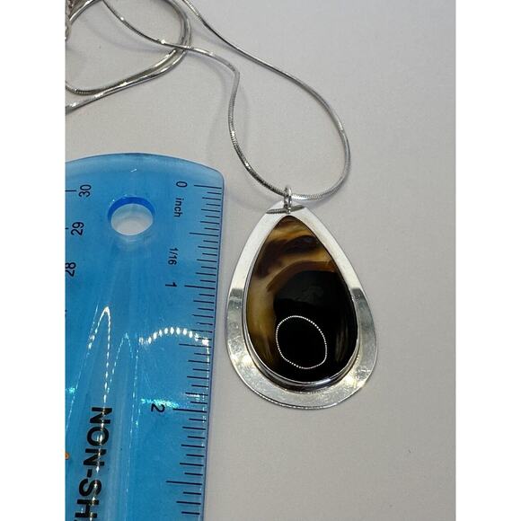 Unique Handmade Brazilian Agate Sterling Silver Necklace - Picture 2 of 3